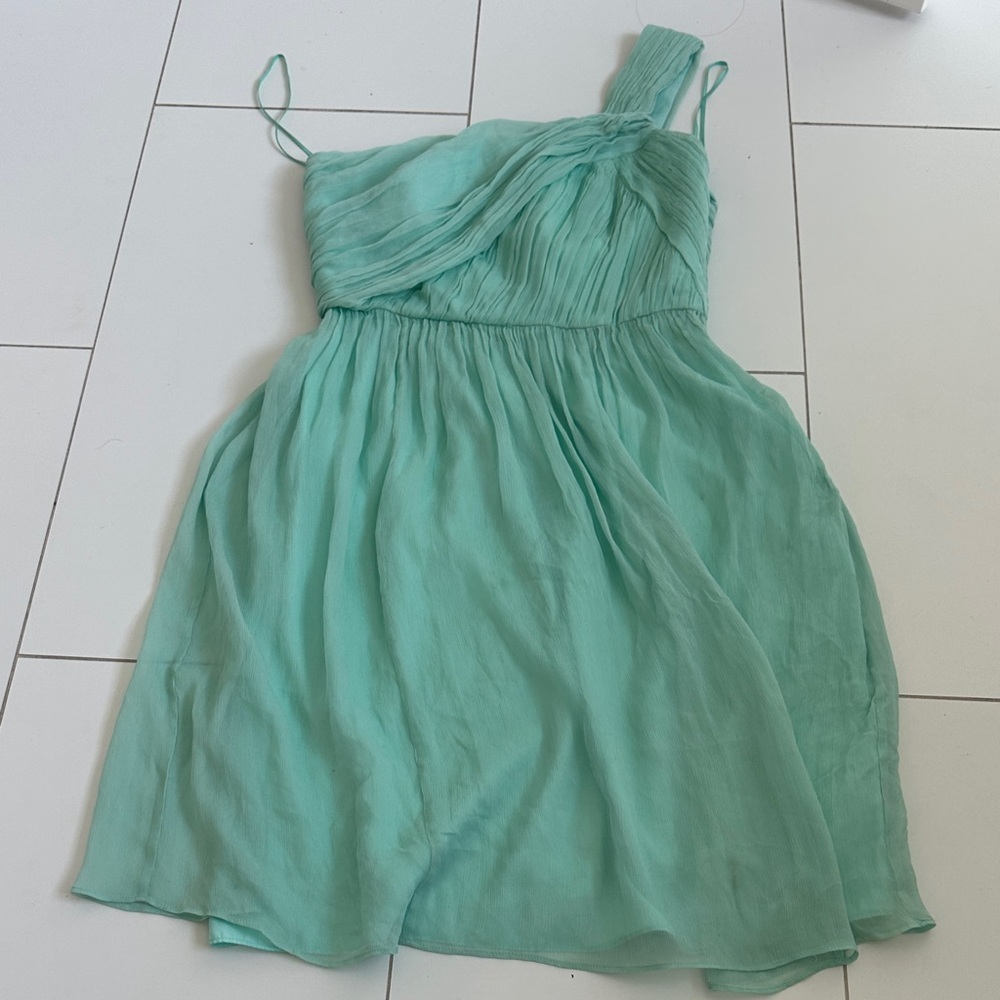 J crew mint one shoulder silk dress 6 NWT